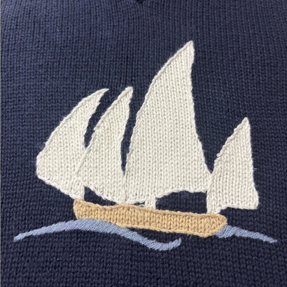 Janie & Jack Navy Knit Vest with Sailboat Design - Picture 2 of 4